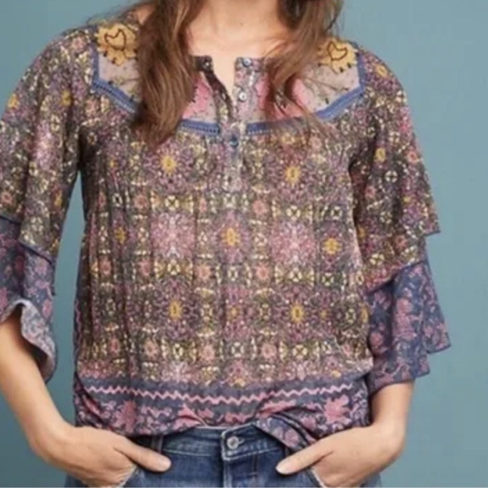 Anthropologie Multicolor Bohemian Blouse